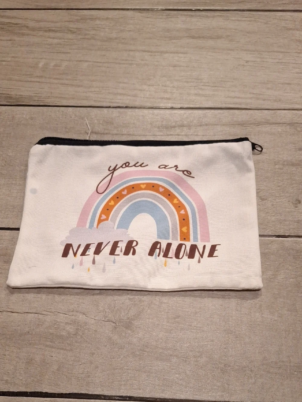 🍋‍🟩'You Are Never Alone' Rainbow Zip Pouch